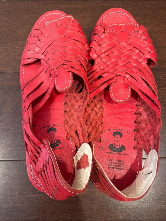 Shoes - red mexican woven huaraches sandals nwot